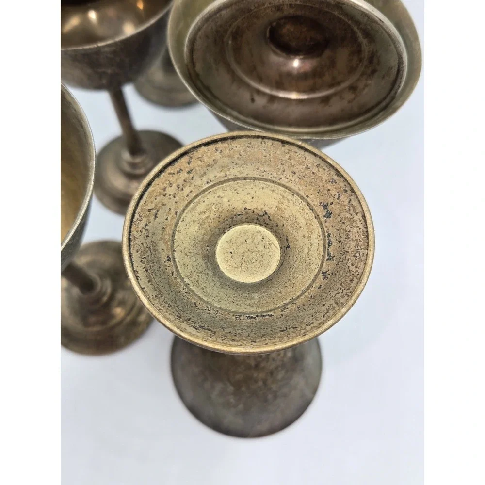 Antique‎ British Sheffield Electro-Plated Nickel Silver Goblet Set of 11 4-7/8